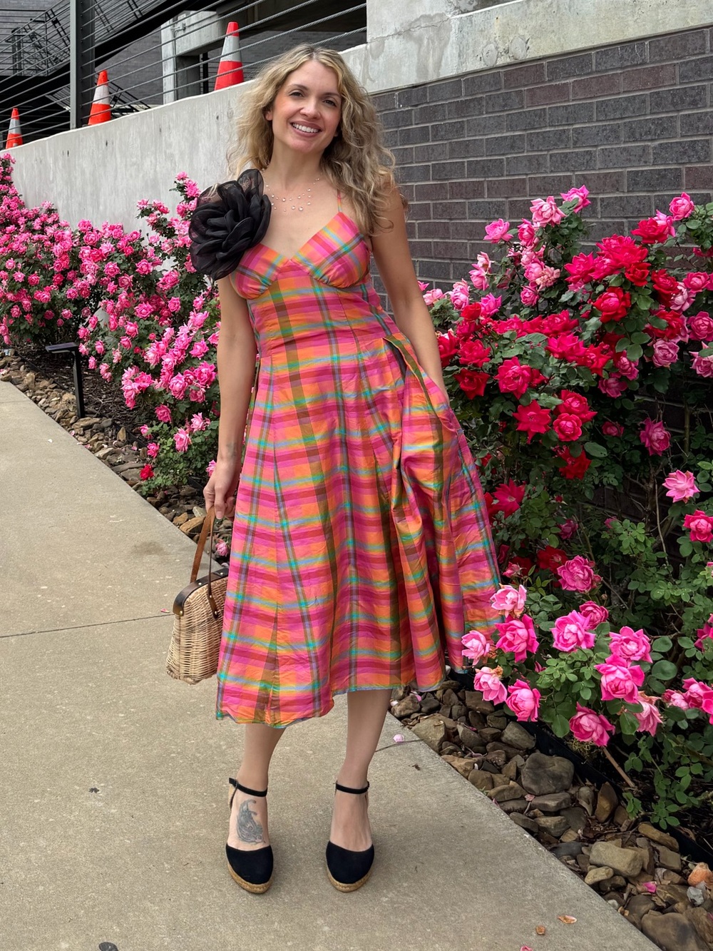 Isaac Mizrahi X Target spaghetti strap plaid dress.